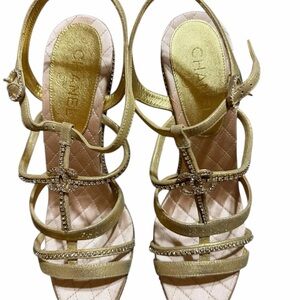 Authentic CHANEL High-Heeled Embelished Sandals SIZE EU 42 or US 12
